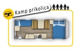 Tlocrt karavana s prostorima za spavanje i sadržajima